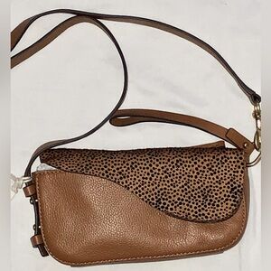Lucky Brand Tan and Brown Crossbody Bag with Structured Design